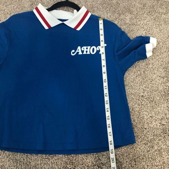 STRANGER THINGS Polo Crop Top Size Small Blue Scoops Ahoy Stranger Things - Picture 4 of 8